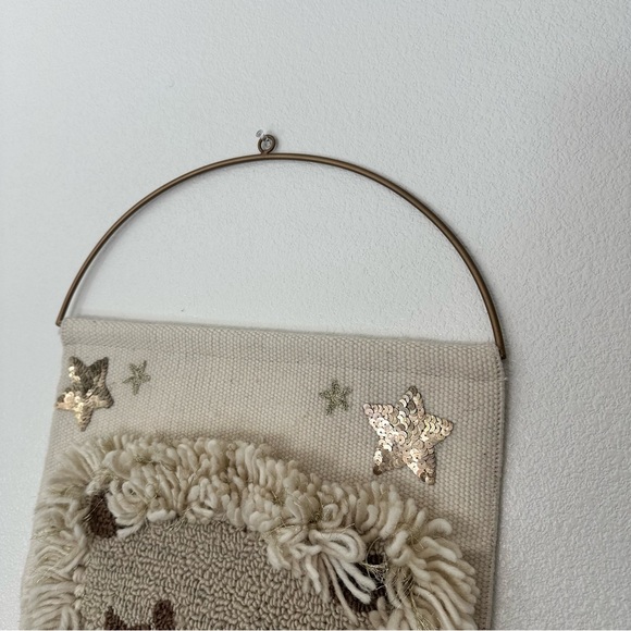 Pottery Barn Kids Lion Wool Fringe Woven Tapestry - Cream and Brown - Picture 5 of 8